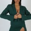 Public Desire UK KAIIA CLOTHING Cropped Blazer Forest Green
