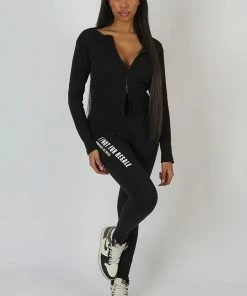 Public Desire UK Double Ended Zip Rib Top Black KAIIA CLOTHING