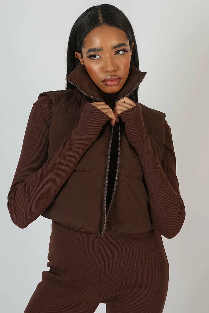 Public Desire UK KAIIA CLOTHING Rib Square Neck Legging Unitard Jumpsuit Chocolate 2 Public Desire UK KAIIA CLOTHING Rib Square Neck Legging Unitard Jumpsuit Chocolate