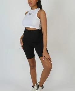 Public Desire UK High Waisted Jersey Cycling Shorts Black KAIIA CLOTHING