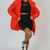 Public Desire UK High Neck Puffer Jacket Orange KAIIA CLOTHING