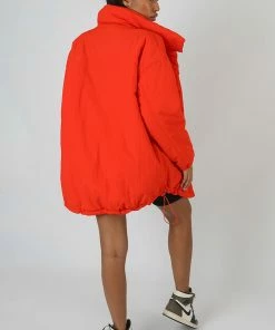 Public Desire UK High Neck Puffer Jacket Orange KAIIA CLOTHING