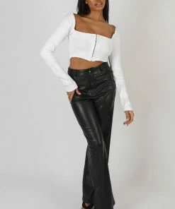 Public Desire UK Square Neck Hook And Eye Top White