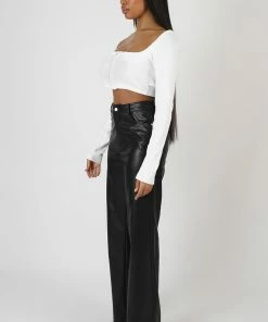 Public Desire UK Square Neck Hook And Eye Top White