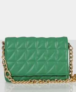 Public Desire UK The Kahlo Green Gold Chain Shoulder Mini Bag Bags