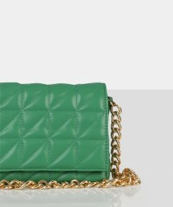 Public Desire UK The Kahlo Green Gold Chain Shoulder Mini Bag Bags