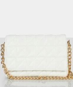 Public Desire UK CROSSBODY AND SHOULDER BAGS The Kahlo White Gold Chain Shoulder Mini Bag