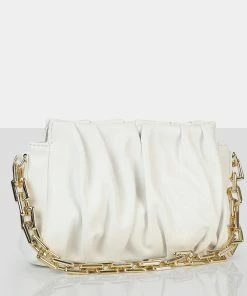 Public Desire UK The Effia White Chain Strap Shoulder Bag CROSSBODY AND SHOULDER BAGS