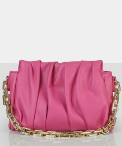 Public Desire UK CROSSBODY AND SHOULDER BAGS The Effia Pink Chain Strap Shoulder Bag