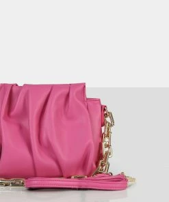 Public Desire UK CROSSBODY AND SHOULDER BAGS The Effia Pink Chain Strap Shoulder Bag