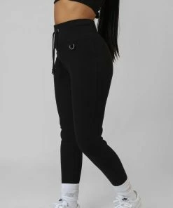 Public Desire UK Drawstring Waist Kaiia Sport Legging Black