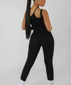 Public Desire UK Drawstring Waist Kaiia Sport Legging Black