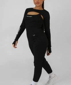 Public Desire UK Extreme Kaiia Sport Crop Top Black