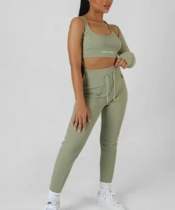 Public Desire UK KAIIA CLOTHING Asymmetric One Sleeve Kaiia Sport Crop Top Khaki