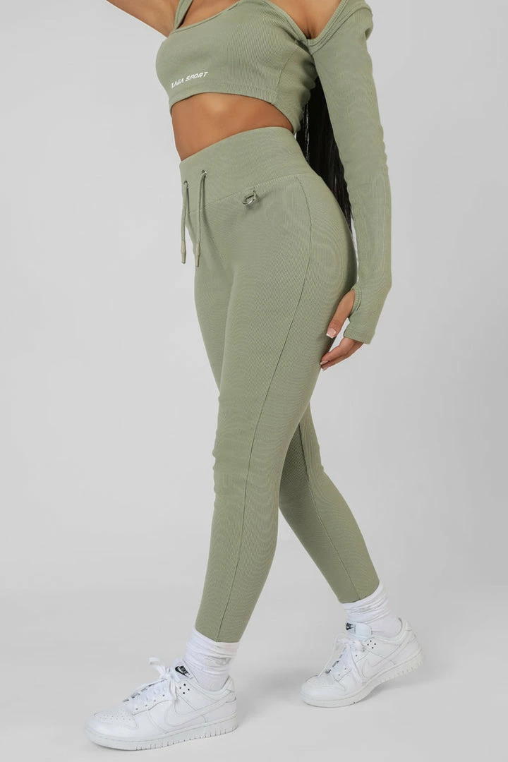 Public Desire UK KAIIA CLOTHING Drawstring Waist Kaiia Sport Leggings Khaki 2 Public Desire UK KAIIA CLOTHING Drawstring Waist Kaiia Sport Leggings Khaki