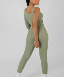 Public Desire UK KAIIA CLOTHING Drawstring Waist Kaiia Sport Leggings Khaki 6 Public Desire UK KAIIA CLOTHING Drawstring Waist Kaiia Sport Leggings Khaki