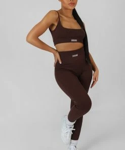 Public Desire UK KAIIA CLOTHING Square Neck Kaiia Sport Strappy Bralet Chocolate