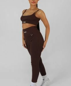 Public Desire UK Ribbed Kaiia Sport Leggings Chocolate KAIIA CLOTHING