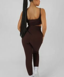 Public Desire UK KAIIA CLOTHING Square Neck Kaiia Sport Strappy Bralet Chocolate