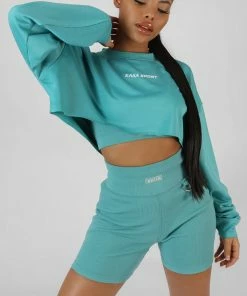 Public Desire UK KAIIA CLOTHING Oversized Super Cropped Kaiia Sport Sweatshirt Blue