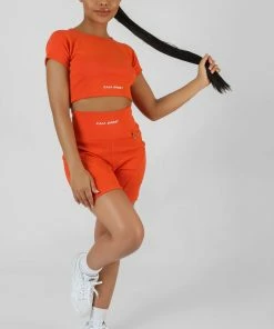 Public Desire UK Pocket Detail Kaiia Sport Cycling Short Sunset Orange KAIIA CLOTHING