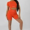 Public Desire UK KAIIA CLOTHING Ribbed Cropped Kaiia Sport T-Shirt Sunset Orange