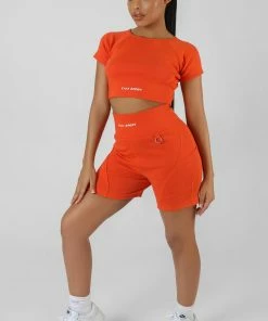 Public Desire UK Pocket Detail Kaiia Sport Cycling Short Sunset Orange KAIIA CLOTHING