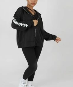 Public Desire UK Zip Through Kaiia Sport Hoodie Black KAIIA CLOTHING