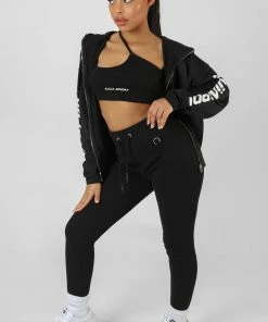 Public Desire UK Zip Through Kaiia Sport Hoodie Black KAIIA CLOTHING