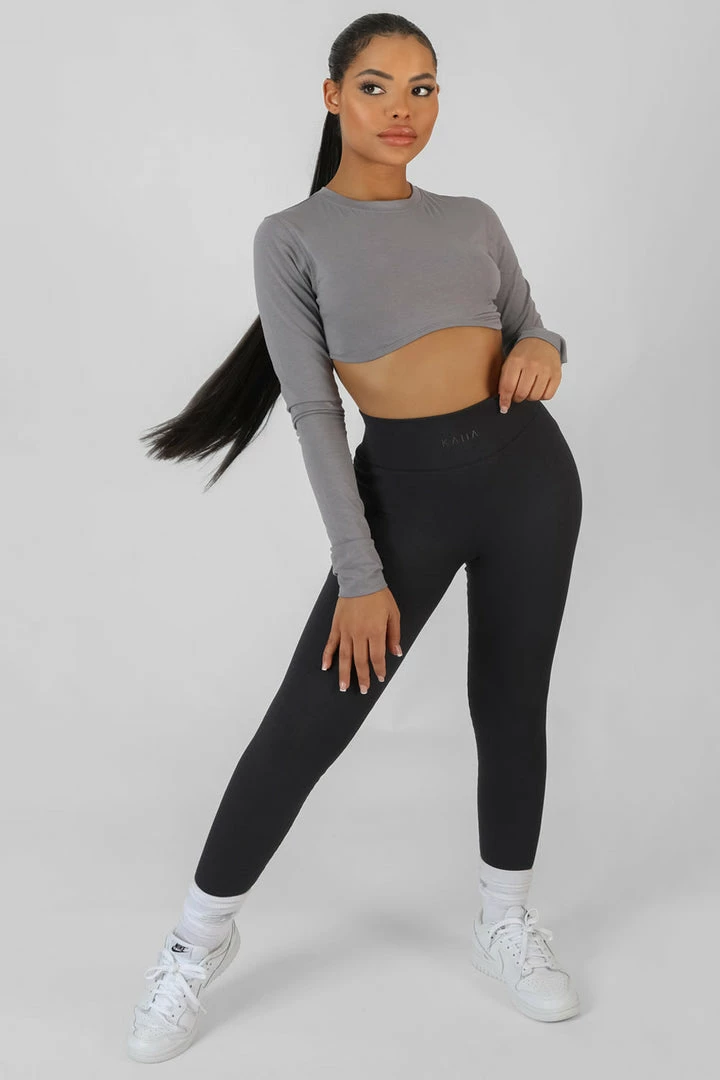 Public Desire UK Long Sleeve Underbust Top Dark Grey 4 Public Desire UK Long Sleeve Underbust Top Dark Grey