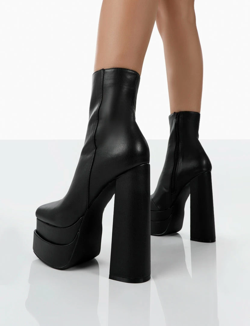Public Desire UK Supine Wide Fit Black Pu Chunky Platform High Heeled Ankle Boots 3 Public Desire UK Supine Wide Fit Black Pu Chunky Platform High Heeled Ankle Boots