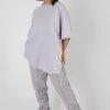Public Desire UK KAIIA CLOTHING Side Slogan Oversized T-Shirt Lilac