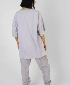Public Desire UK KAIIA CLOTHING Side Slogan Oversized T-Shirt Lilac