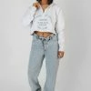 Public Desire UK KAIIA CLOTHING Limited Edition Embroidery Sweatshirt Oatmeal Marl
