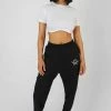 Public Desire UK Straight Leg Varsity Joggers Black KAIIA CLOTHING