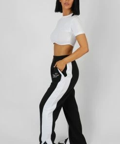 Public Desire UK Straight Leg Varsity Joggers Black KAIIA CLOTHING
