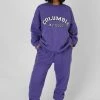 Public Desire UK KAIIA CLOTHING Oversized Columbia Slogan Sweatshirt Purple