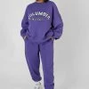 Public Desire UK KAIIA CLOTHING Embroidered Slogan 90'S Jogger Purple
