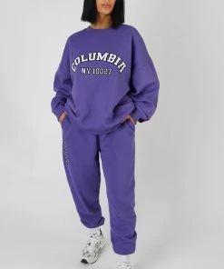 Public Desire UK KAIIA CLOTHING Embroidered Slogan 90'S Jogger Purple