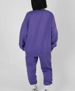 Public Desire UK KAIIA CLOTHING Oversized Columbia Slogan Sweatshirt Purple