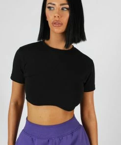 Public Desire UK KAIIA CLOTHING Ultimate Short Sleeve Underbust T-Shirt Black