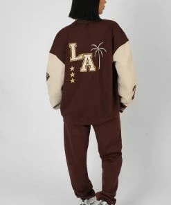 Public Desire UK KAIIA CLOTHING Kaiia Varsity 90'S Jogger Chocolate