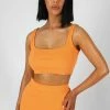 Public Desire UK Square Neck Ribbed Crop Top Mango KAIIA CLOTHING