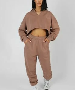 Public Desire UK KAIIA CLOTHING Embroidered 90'S Joggers Frappe