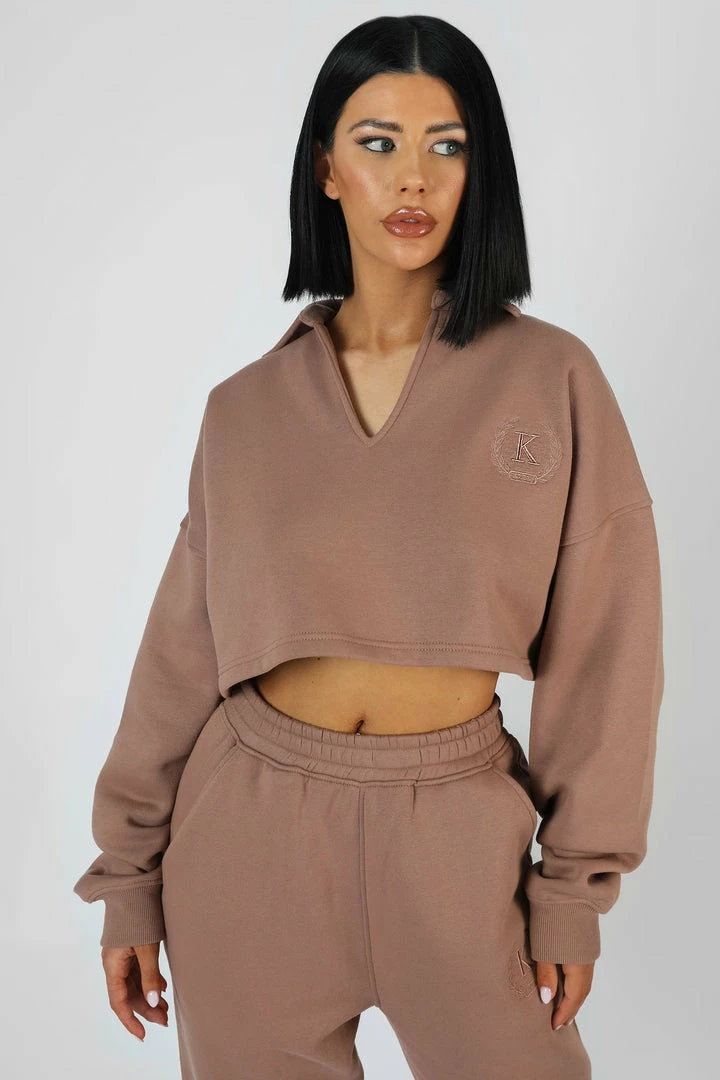 Public Desire UK Oversized Cropped Polo Shirt Frappe KAIIA CLOTHING 1 Public Desire UK Oversized Cropped Polo Shirt Frappe KAIIA CLOTHING