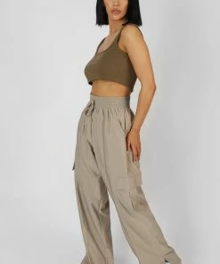 Public Desire UK Square Neck Ribbed Crop Top Khaki