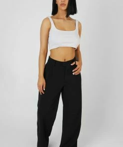 Public Desire UK Mid Rise Tailored Trousers Black KAIIA CLOTHING