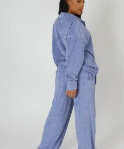 Public Desire UK Oversized Towelling Shirt Purple KAIIA CLOTHING