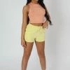 Public Desire UK Palm Beach Embroidered Racer Crop Top Peach KAIIA CLOTHING