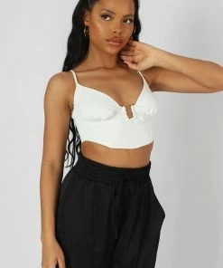 Public Desire UK KAIIA CLOTHING U Trim Corset Bralet Ivory